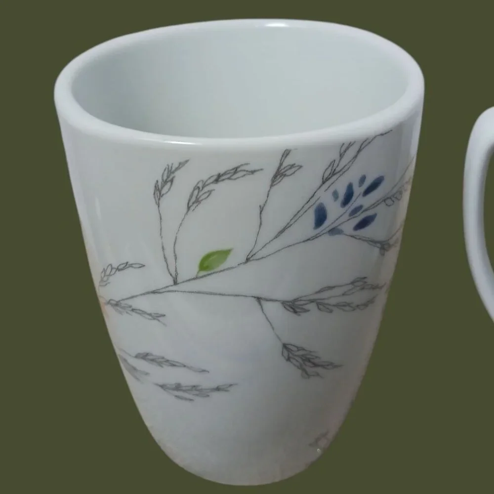 Corelle Coordinates Porcelain Mugs Set Of 4 With Watercolor Floral Coral White